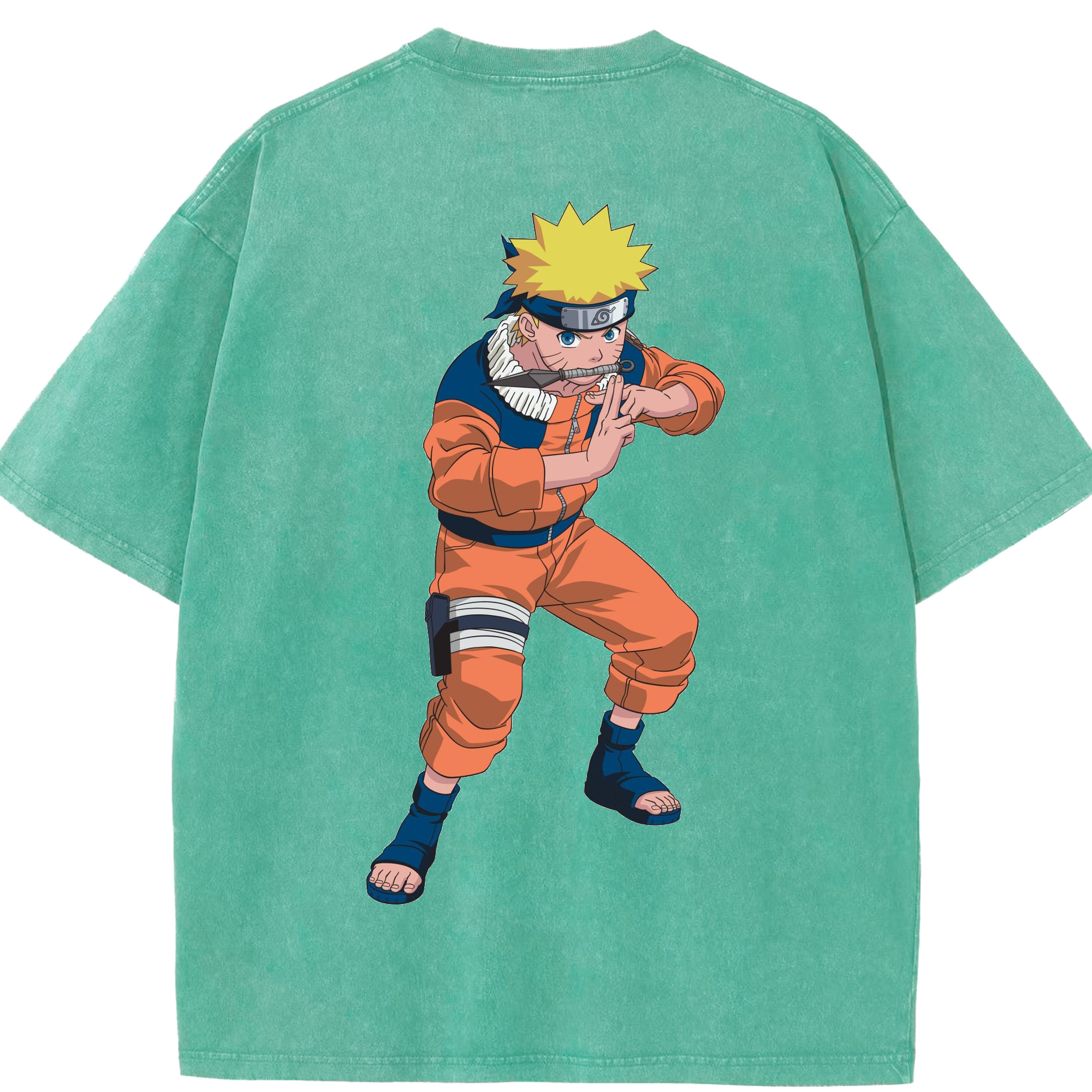 （画像用） NARUTO -ナルト- うずまき ナルト Uzumaki Naruto 綿100% ヴィンテージ風 半袖Tシャツ（背面プリント）